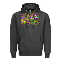 Charcoal Heather Mardi Gras coffee cups Zipper Hoodie - HowdyJamesFarm