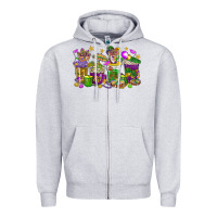 Heather Grey Mardi Gras coffee cups Zipper Hoodie - HowdyJamesFarm
