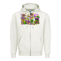 Oatmeal Heather Mardi Gras coffee cups Zipper Hoodie - HowdyJamesFarm