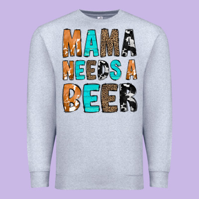 Mama Needs A Beer Premium Sweatshirt Designed By Cowcowdesign
