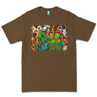 Cacao watercolor cactus western background Premium Tee - BarkalooDesign