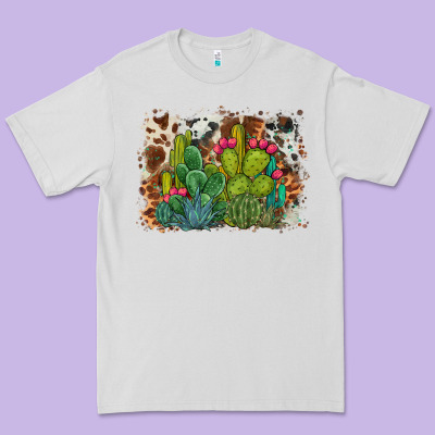 Watercolor Cactus Western Background Premium Tee Designed By Barkaloodesign