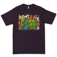 Plum watercolor cactus western background Premium Tee - BarkalooDesign