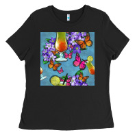 Black butterfly cocktail Ladies Tee - BundleAndBundleShop