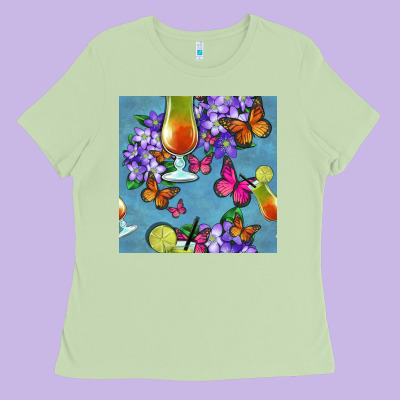 Butterfly Cocktail Ladies Tee Designed By Bundleandbundleshop