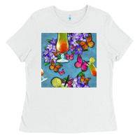 White butterfly cocktail Ladies Tee - BundleAndBundleShop