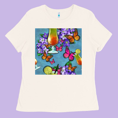 Butterfly Cocktail Ladies Tee Designed By Bundleandbundleshop