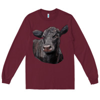 Burgundy Black Angus Cow Illustrations Long Sleeve Tee - LillyAllenDesigns