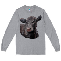 Heather Grey Black Angus Cow Illustrations Long Sleeve Tee - LillyAllenDesigns