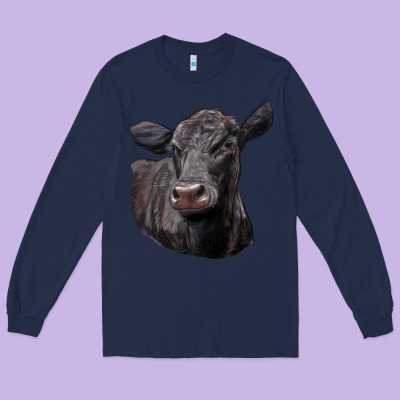 Black Angus Cow Illustrations Long Sleeve Tee Designed By Lillyallendesigns