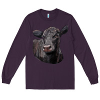 Plum Black Angus Cow Illustrations Long Sleeve Tee - LillyAllenDesigns