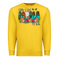 Lemon Glitter Dirt Mama Of Both Cow Flowers Premium Sweatshirt - CowCowDesign