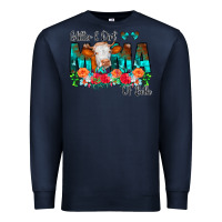 Navy Glitter Dirt Mama Of Both Cow Flowers Premium Sweatshirt - CowCowDesign