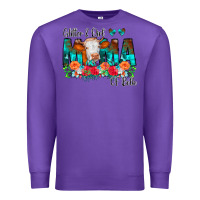 Purple Glitter Dirt Mama Of Both Cow Flowers Premium Sweatshirt - CowCowDesign
