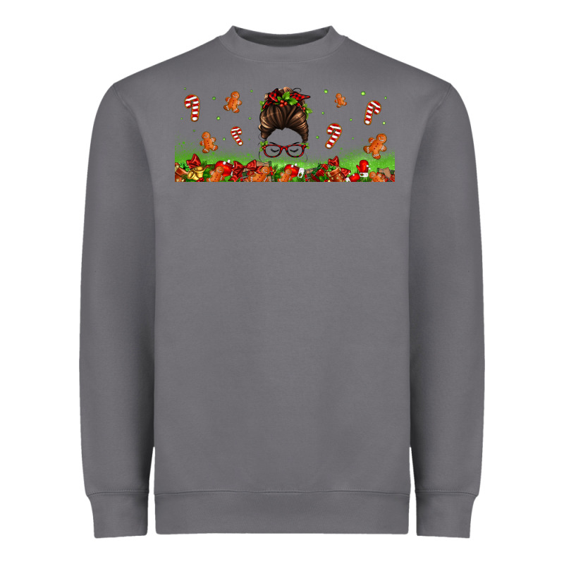 Christmas Mama Messy Bun Heavyweight Sweatshirt by Jasminsmagicworld | Teevron