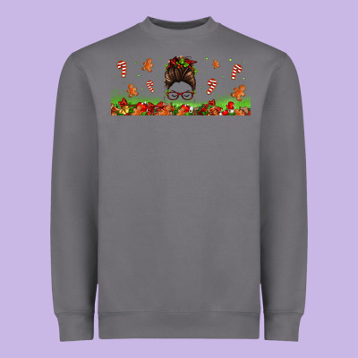 Christmas Mama Messy Bun Heavyweight Sweatshirt Designed By Jasminsmagicworld
