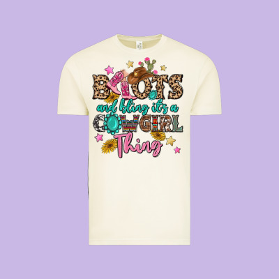Boots And Bling It's A Cowgirl Thing Vintage Tee Designed By Maliassmallbusiness