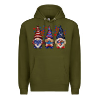 Army Green 4th Of July gnomies with stars Premium Hoodie - HowdyJamesFarm