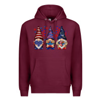 Burgundy 4th Of July gnomies with stars Premium Hoodie - HowdyJamesFarm