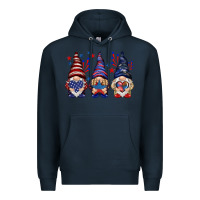 Navy 4th Of July gnomies with stars Premium Hoodie - HowdyJamesFarm