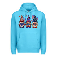 Ocean Blue 4th Of July gnomies with stars Premium Hoodie - HowdyJamesFarm