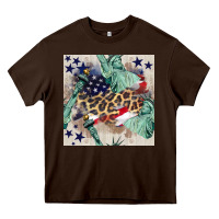 Chocolate Brown statue of liberty leopard Heavy Core Tee - BundleAndBundleShop