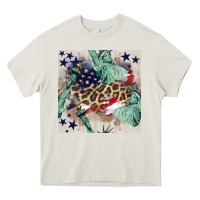 Cream statue of liberty leopard Heavy Core Tee - BundleAndBundleShop