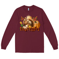 Burgundy Fall Vibes Squirrel Long Sleeve Tee - LillyAllenDesigns