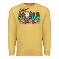 Antique Gold Inked Mama Flowers Cow Premium Sweatshirt - CowCowDesign