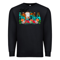 Black Inked Mama Flowers Cow Premium Sweatshirt - CowCowDesign