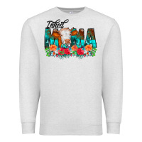 Oatmeal Heather Inked Mama Flowers Cow Premium Sweatshirt - CowCowDesign