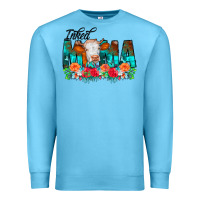 Ocean Blue Inked Mama Flowers Cow Premium Sweatshirt - CowCowDesign