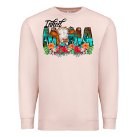Pale Pink Inked Mama Flowers Cow Premium Sweatshirt - CowCowDesign