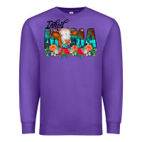 Purple Inked Mama Flowers Cow Premium Sweatshirt - CowCowDesign