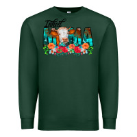 Sports Green Inked Mama Flowers Cow Premium Sweatshirt - CowCowDesign