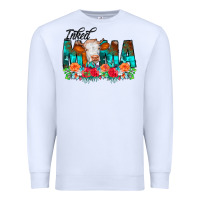 White Inked Mama Flowers Cow Premium Sweatshirt - CowCowDesign