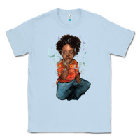 Dusty Blue afro black boy Classic Tee - NancyCooperArtShop