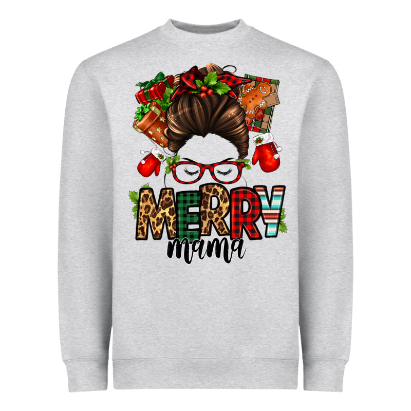 Christmas Merry Mama Messy Bun Heavyweight Sweatshirt by Jasminsmagicworld | Teevron