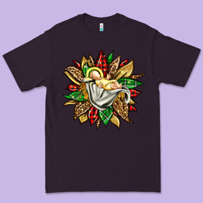 Christmas Baby Jesus Sunflower Premium Tee Designed By Jasminsmagicworld