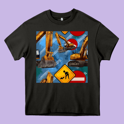 Excavator Seamless Pattern Heavy Core Tee Designed By Bundleandbundleshop
