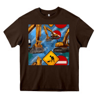 Chocolate Brown excavator seamless pattern Heavy Core Tee - BundleAndBundleShop