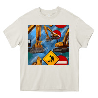 Cream excavator seamless pattern Heavy Core Tee - BundleAndBundleShop