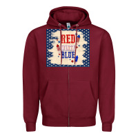 Burgundy red white blue Zipper Hoodie - TumblerDesignByShophia