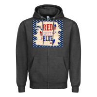 Charcoal Heather red white blue Zipper Hoodie - TumblerDesignByShophia