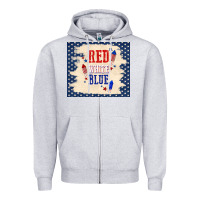 Heather Grey red white blue Zipper Hoodie - TumblerDesignByShophia