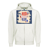 Oatmeal Heather red white blue Zipper Hoodie - TumblerDesignByShophia