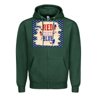 Red White Blue Zipper Hoodie | Teevron