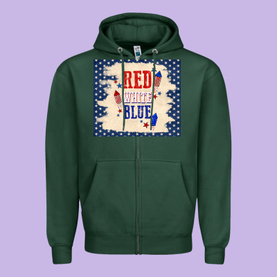 Red White Blue Zipper Hoodie Designed By Tumblerdesignbyshophia