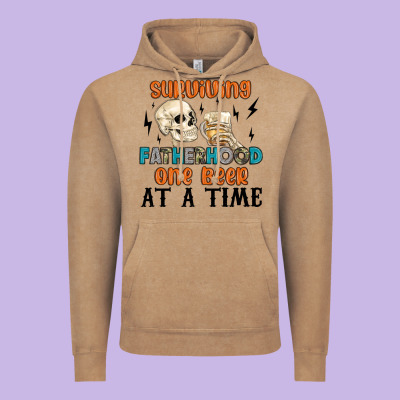 Surviving Fatherhood One Beer At A Time Vintage Hoodie Designed By Maliassmallbusiness