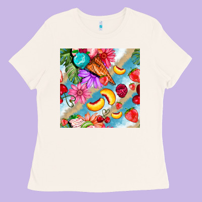 Flowers Ice Cream Fruit Ladies Tee Designed By Bundleandbundleshop